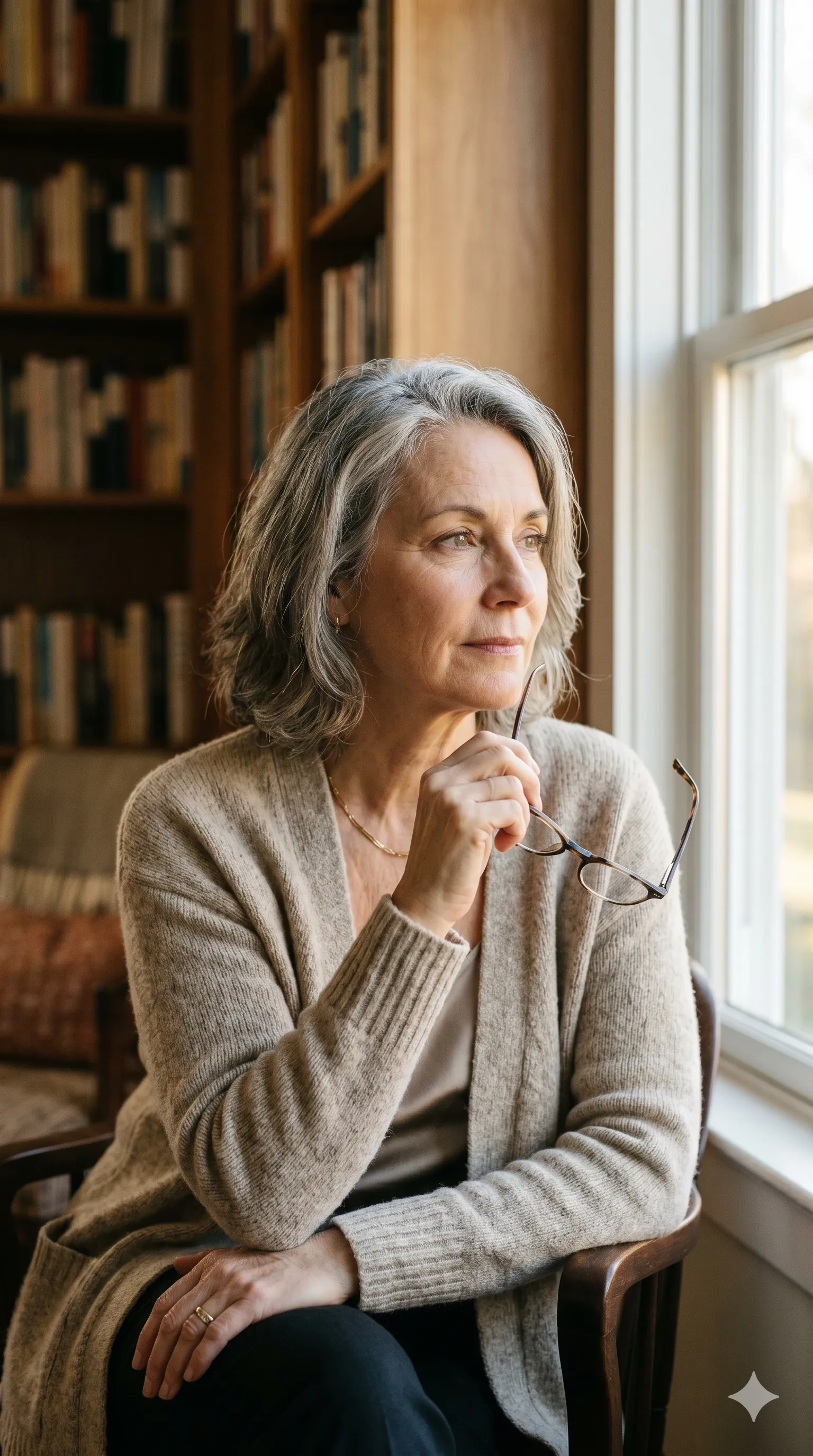 Woman with reading glasses